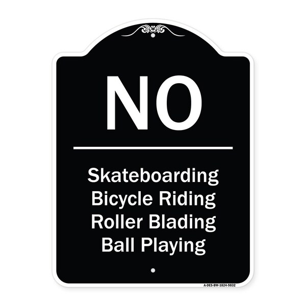 Signmission Designer Series-No-Bicycle Riding Roller Blading Ball Playing, 24" x 18", BW-1824-9832 A-DES-BW-1824-9832 - main